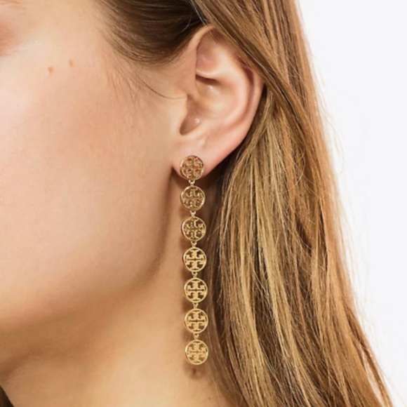 Tory Burch Jewelry - Tory Burch Long Logo Hanging Gold Drop Earrings